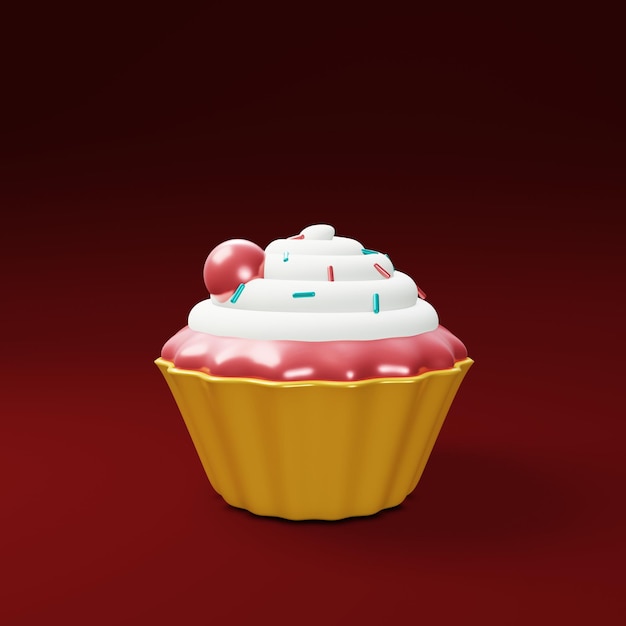 Foto ilustração 3d de cupcake de ano novo