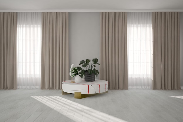 Ilustração 3D de design de interiores moderno e bonito