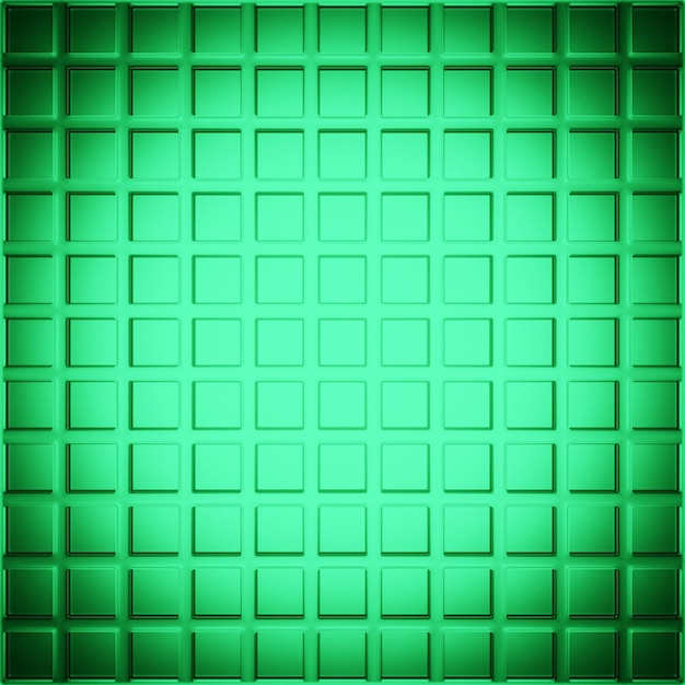 Foto ilustração 3d de diferentes linhas de quadrados verdes conjunto de cubos fundo de geometria