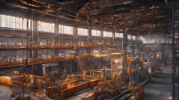 Ilustração 3d de edifício industrial