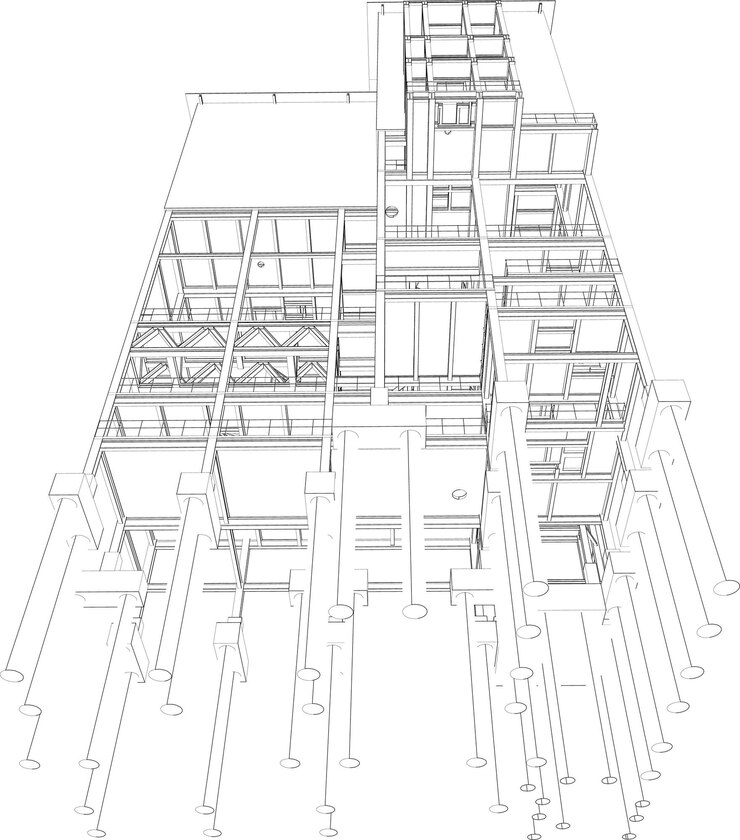 Foto ilustração 3d de edifícios e construções