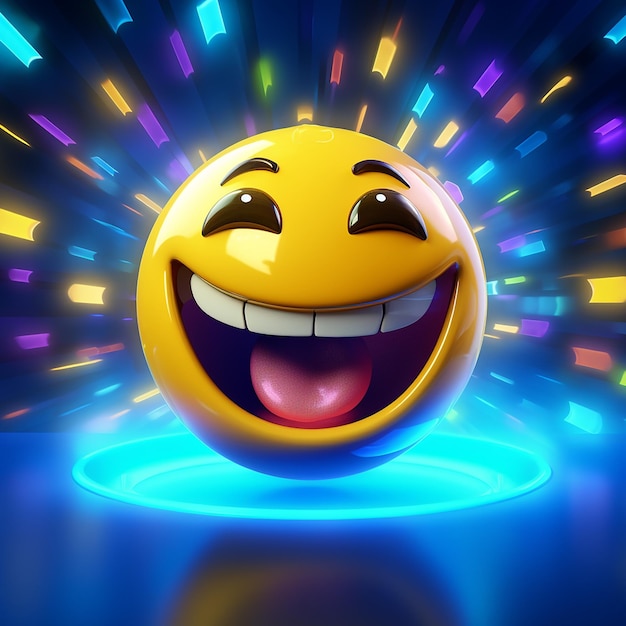 Foto ilustração 3d de emoji sorridente