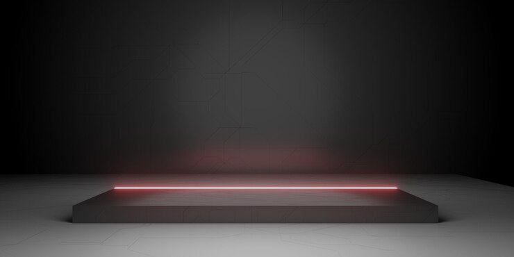 Foto ilustração 3d de estilo de tecnologia de plataforma de luz neon de luz de laser de fundo moderno