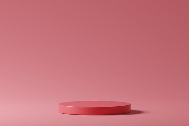Foto ilustração 3d de exibição de produto de pedestal de pódio de cilindro rosa