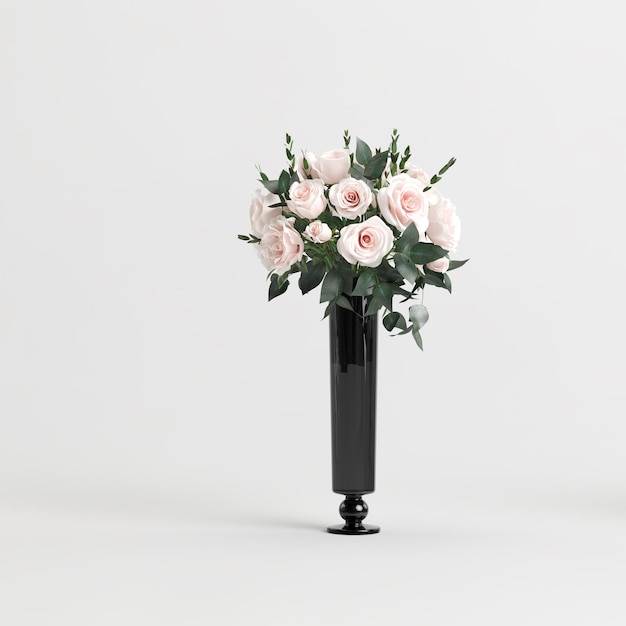 ilustração 3D de flores de vaso isoladas no fundo branco