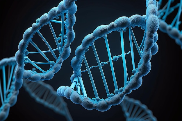 Ilustração 3D de fundo isolado da estrutura azul do DNA