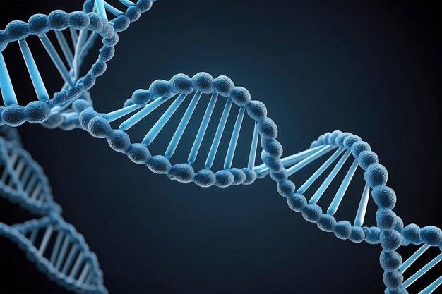 Ilustração 3D de fundo isolado da estrutura azul do DNA