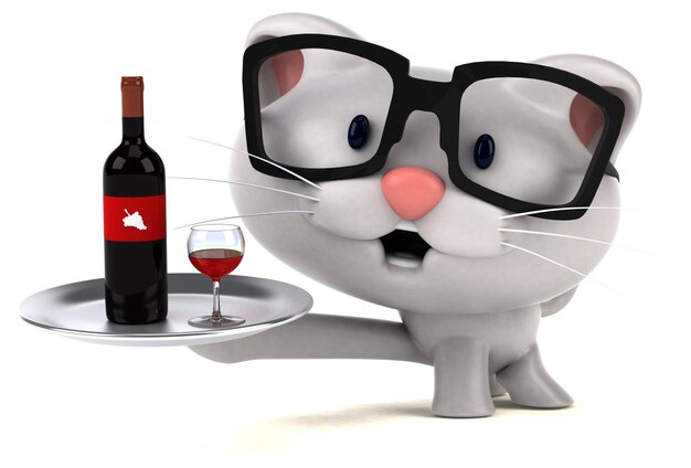 Ilustração 3D de gato divertido