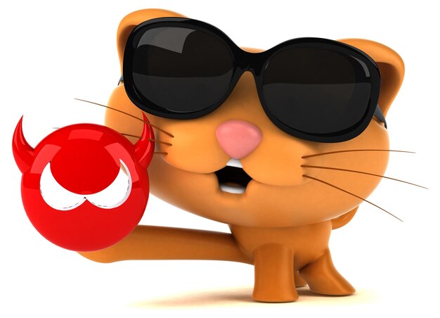 Ilustração 3D de gato divertido