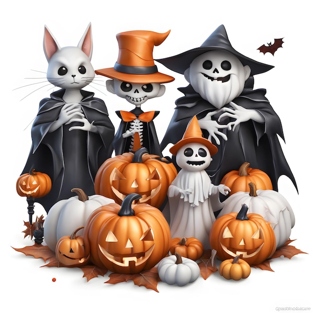 Ilustração 3D de Halloween Happy Halloween Design Halloween Clipart IA Gerativa