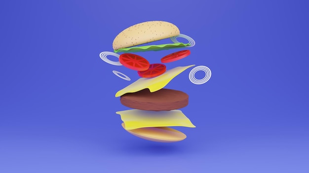 ilustração 3d de hambúrguer