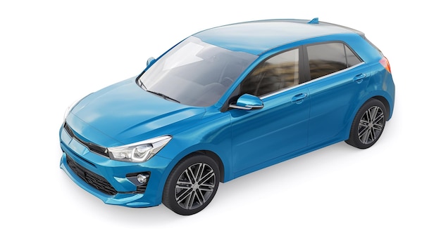 Ilustração 3d de hatchback familiar urbano compacto