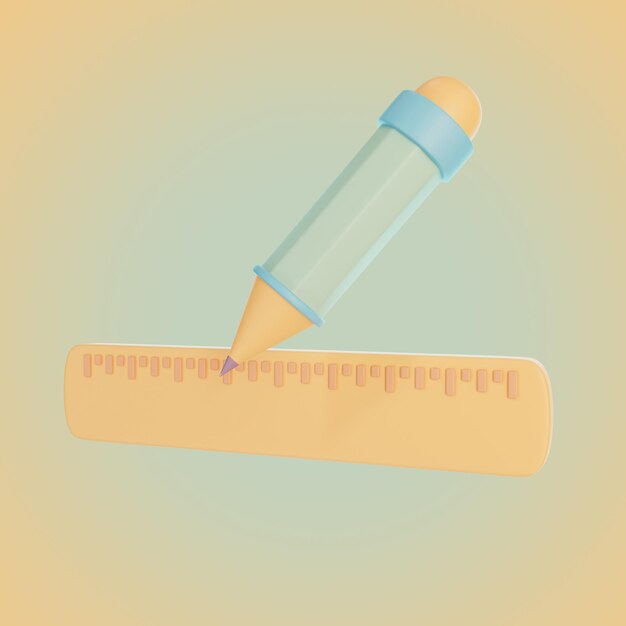 Ilustração 3D de ícone de lápis e papel