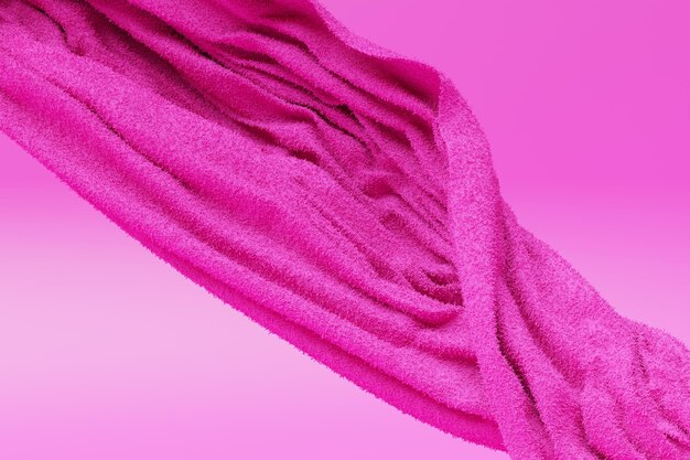ilustração 3D de linhas de cor rosa brilhante linha de pano vermelho em fundo isolado monocromático