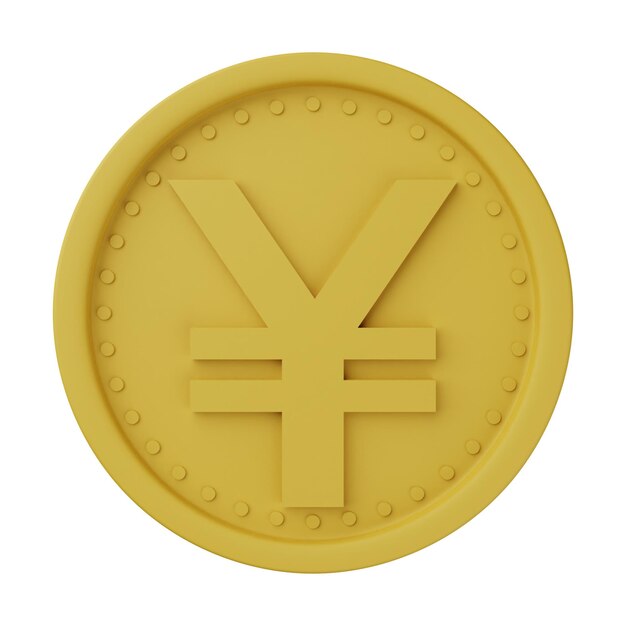 Foto ilustração 3d de moeda de ouro iene isolada em fundo branco