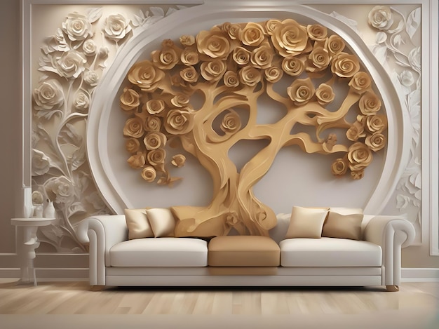 Ilustração 3D de móveis de luxo decorativos