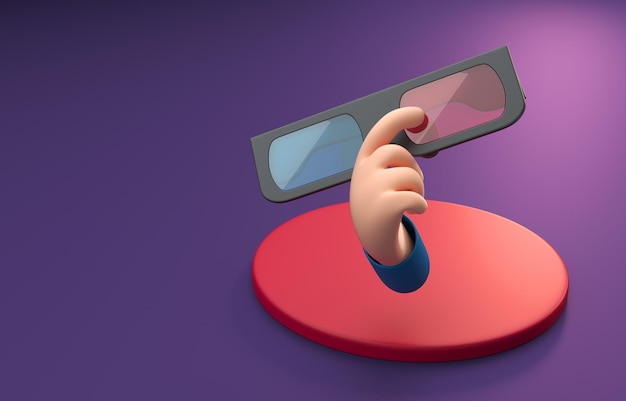 Ilustração 3D de óculos de filme 3D isolados