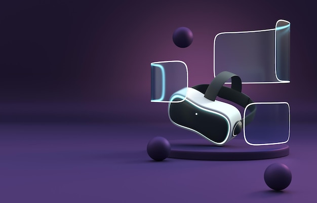 Ilustração 3D de óculos de realidade virtual