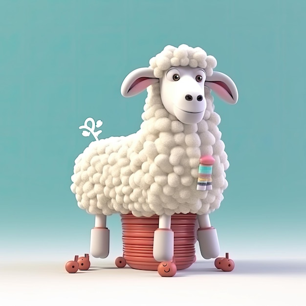 Ilustração 3D de ovelhas do pôster de saudação do Eid Al Adha gerado por IA