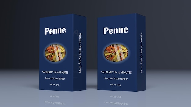 Ilustração 3d de pacotes de papel Penne