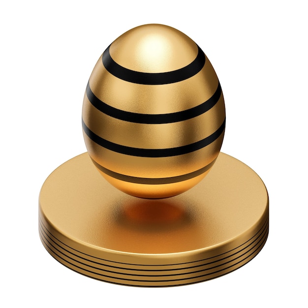 Ilustração 3d de páscoa de pódio de ovo de ouro