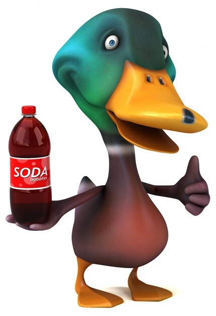 Ilustração 3d de pato divertido