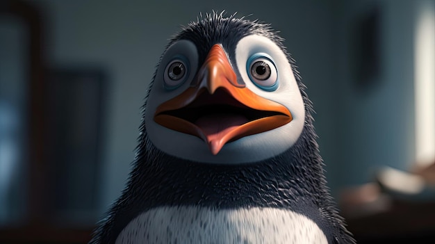 Ilustração 3d de pinguim fofo