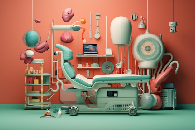 ilustração 3d de quarto de hospital