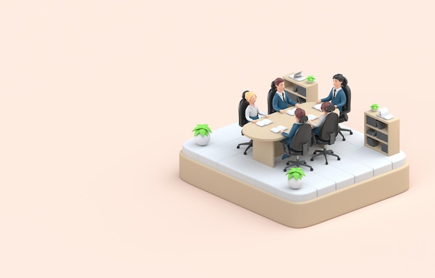 Ilustração 3d de reunião de trabalho