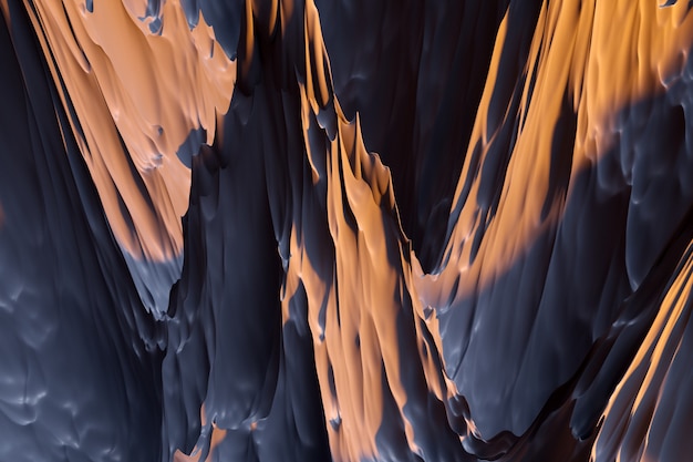 Ilustração 3D de rochas marrons geométricas, montanhas Fundo afiado abstrato. Design de fundo luxuoso