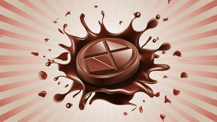 Foto ilustração 3d de salpico de chocolate em fundo branco com caminho de corte