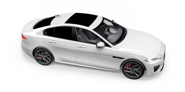 Ilustração 3D de sedan esportivo premium branco
