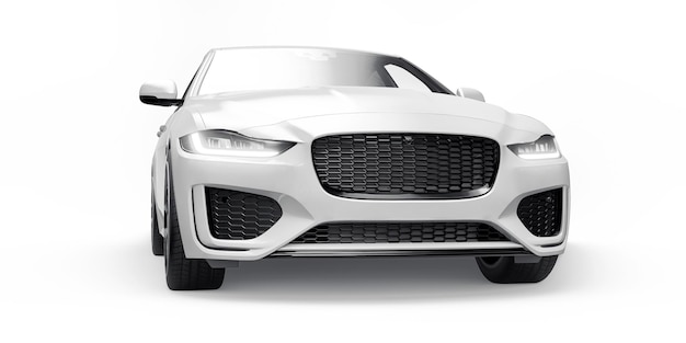 Ilustração 3D de sedan esportivo premium branco