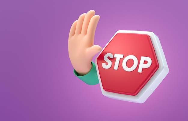 Foto ilustração 3d de sinal de stop isolado