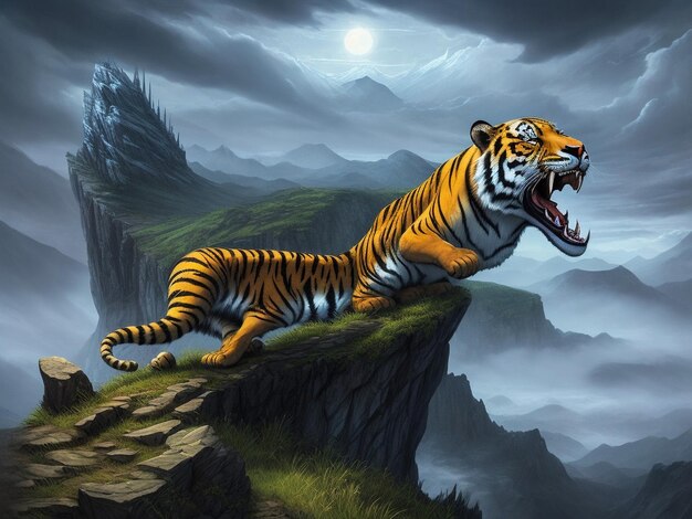 Foto ilustração 3d de tigre em close-up