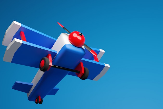Ilustração 3d de um avião azul-vermelho