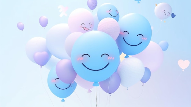 Ilustração 3D de um balão sorridente no conceito do Dia Mundial do Sorriso