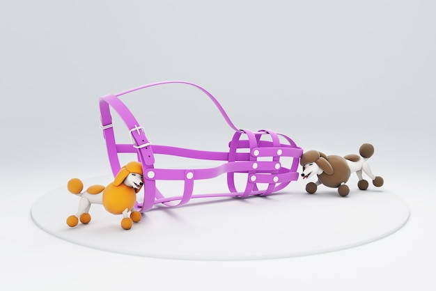 Ilustração 3d de um cachorro brincando