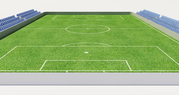 Foto ilustração 3d de um campo de futebol