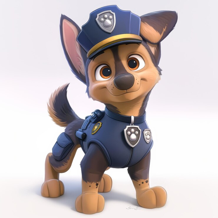 Foto ilustração 3d de um cão policial de desenho animado rendering 3d