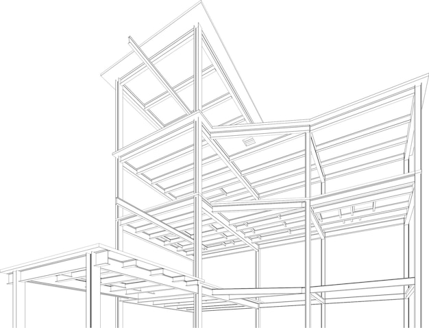 Foto ilustração 3d de um edifício industrial