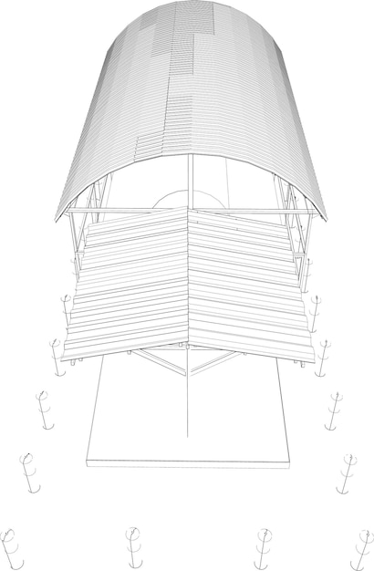 Ilustração 3D de um edifício industrial