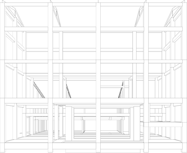 Ilustração 3D de um edifício industrial