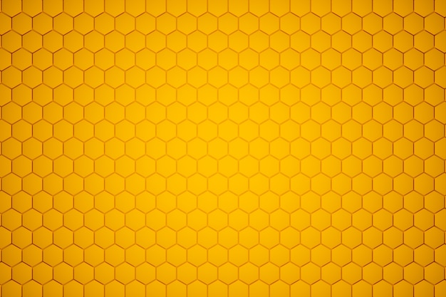Ilustração 3D de um favo de mel monocromático amarelo do favo de mel para o mel.