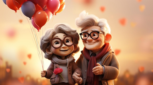 ilustração 3D de um feliz dia dos avós