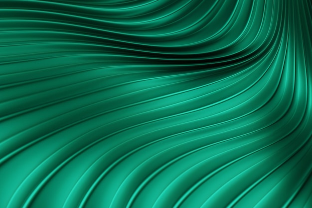 ilustração 3D de um fundo gradiente abstrato verde clássico com linhas impressas das ondas Textura gráfica moderna Padrão geométrico