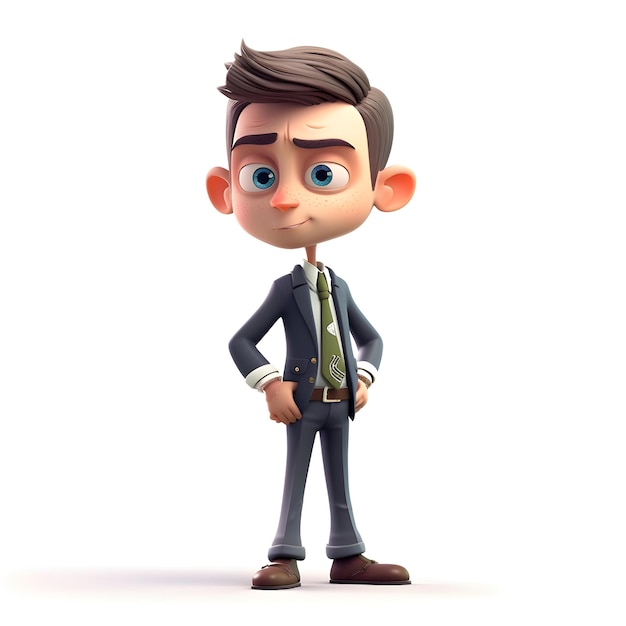 Ilustração 3D de um homem de negócios com gravata e paletó
