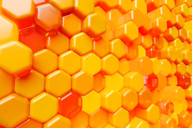 ilustração 3D de um padrão de fundo de mosaico de formas hexagonais geométricas simples Conceito de favo de mel de abelha Colmeia