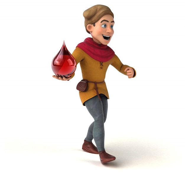 Ilustração 3D de um personagem histórico medieval