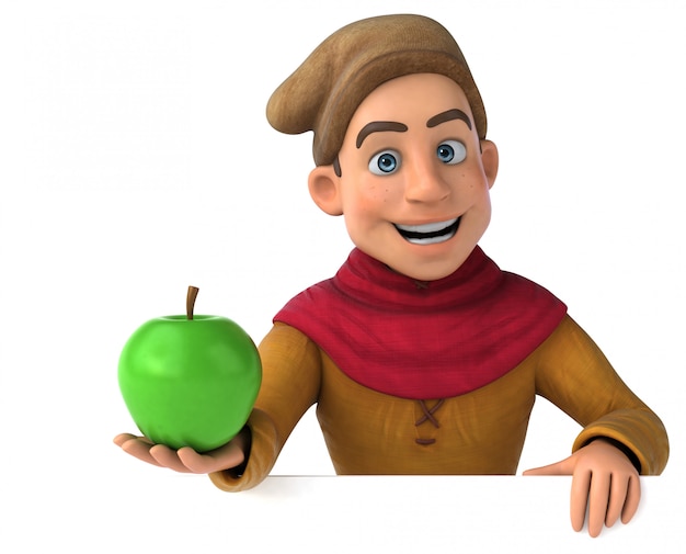 Ilustração 3D de um personagem histórico medieval